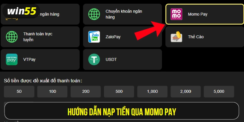 Hướng dẫn nạp tiền qua Momo Pay