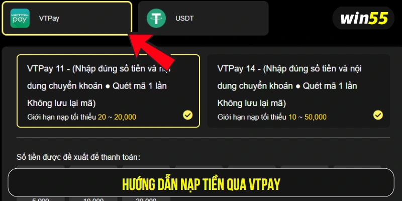Hướng dẫn nạp tiền qua VTPay